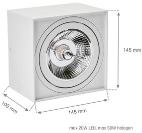 Spotlámpa CHLOE AR111 1xGU10/50W/230V szögletes fehér