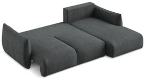 Sötétszürke zsenília kinyitható sarokkanapé (jobb oldali-heverő résszel) Leila – Makamii