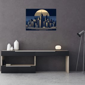 Üveg kép – Geometrikus város (70x50 cm)