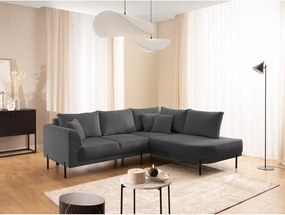 Sötétszürke zsenília sarokkanapé (jobb oldali-L alakú) Mauris – Ropez