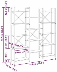 Könyvespolc Musta tammi 156 x 25 x 167.5 cm Faanyag