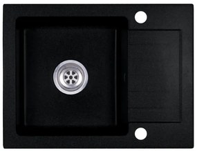 Laneo V575-44C Gránit Mosogató + Csap + Dugóemelő (fekete)