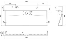 Mexen Ava, mosogató konglomerátum tetején 2/O 100 x 46 cm, fehér, 23011002