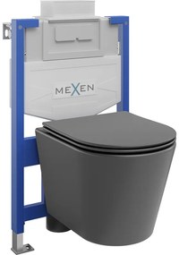Mexen beĂ©pĂthetĆ Felix XS-U WC vĂĄz WC csĂ©szĂ©vel Rico Ă©s leeresztĆ automatikĂĄs ĂŒlĆkĂ©vel, SötĂ©tszĂŒrke matt - 68530724071