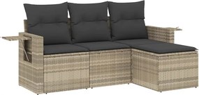 vidaXL 4 részes világosszürke polyrattan kerti ülőgarnitúra párnákkal