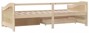 3 személyes tömör fenyőfa kanapéágy fiókokkal 90 x 200 cm