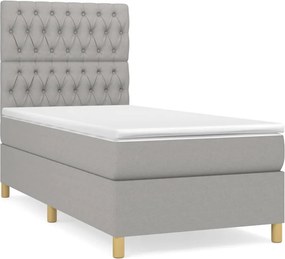 vidaXL világosszürke szövet rugós ágy matraccal 90 x 200 cm