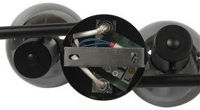 Art Deco mennyezeti lámpa fekete füstüveggel 4-lámpás - Vidro