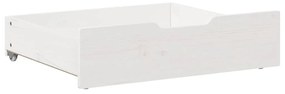 2 db fehér tömör fenyőfa ágy alatti fiók 75 x 55 x 16 cm