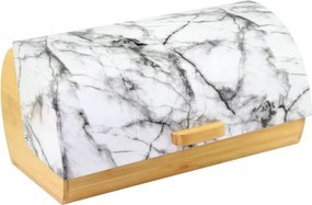 Kenyértartó, bambusszal, márvány mintával, fehér