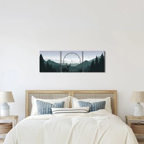Kép - Szarvas farkassal a sziklák között (órával) (90x30 cm)