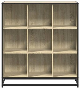 sonoma tölgy szerelt fa és fém könyvszekrény 97,5x33x107,5 cm