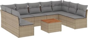 vidaXL 10 részes bézs polyrattan kerti ülőgarnitúra párnával