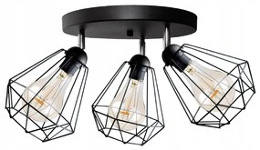 KÉSZLETKISÖPRÉS! Glimex Diamond drót búrás állítható mennyezeti lámpa fekete 3x E27