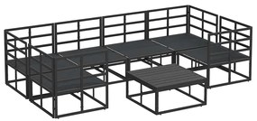 Kerti Kanapé Szett 7 pcs Fekete Alumínium