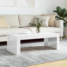 Magasfényű fehér szerelt fa dohányzóasztal 102 x 50 x 36 cm