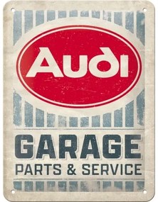 Fém tábla Audi - Garage Parts & Service, (15 x 20 cm)