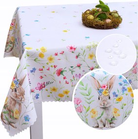 Abrosz Húsvéti Asztalra 110x155 Fehér Dekoratív Foltálló Nyúl 25