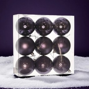 Lila műanyag karácsonyi gömb szett 9x8cm