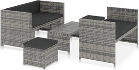 vidaXL 5 részes szürke polyrattan kerti ülőgarnitúra párnákkal