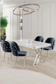 Rigel étkezőgarnitúra, fehér-króm, 130 cm – TR240CHR2228