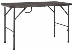 barna rattan hatású HDPE összecsukható kerti asztal 120x60x74cm