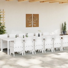 13 Darabos Kerti Étkező Garnitúra Fehér Poli Rattan, Kerti Asztal Fehér 200x100x73 cm Poli Rattan, Kerti Asztal Fehér 150x100x73 cm Poli Rattan, Kerti Székek 4 db Fehér Poli Rattan