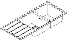 GROHE 31588SD1 - K500 mosogató 1160 × 500 mm rozsdamentes acél