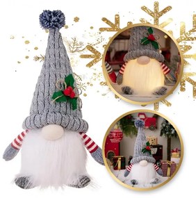 Világító elemes karácsonyi törpe FROSTIE 28 cm, szürke