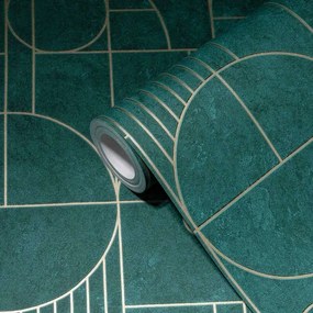 Vinyl tapéta flizelin mosható zöld arany mintás As Creation 53cm
