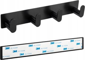 Fürdőszobai négyszögletes törölközőtartó fekete rozsdamentes acél Borg Hygiene