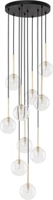 TK LIGHTING 5944 NILOS Többágú Függesztett Lámpa Fekete, Átlátszó, Arany G9 IP20