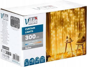 Fényfüggöny dekoratív ablak lámpa fehér meleg 300 Led 3x3m távirányító