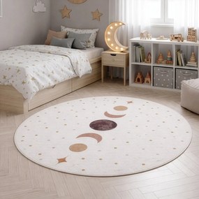 Krémszínű mosható gyerek szőnyeg ø120 cm Coco 1136 – Ayyildiz Carpets