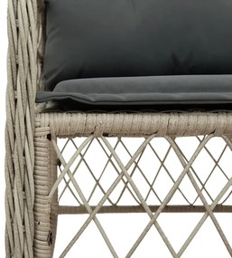 3 részes világosszürke polyrattan bisztrógarnitúra párnákkal