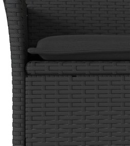 vidaXL 3 részes fekete polyrattan/üveg bisztrógarnitúra párnával
