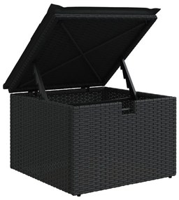 6 darabos kerti kanapé szett párnákkal fekete polyrattan