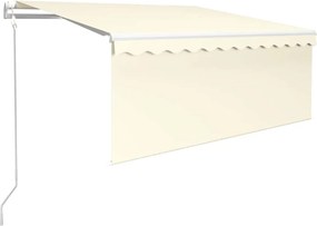 vidaXL krémszínű automata kihúzható napellenző redőnnyel 3 x 2,5 m