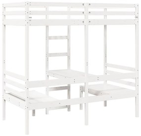 fehér fenyő galériaágy-keret asztallal és székekkel 80 x 200 cm