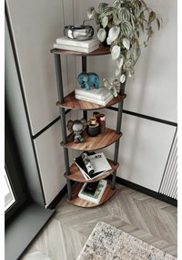Corner Walnut polcállvány, 5 polcok, L
