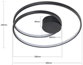 Brilagi- LED dimmelhető mennyezeti lámpa TWISTER LED/48W/230V Ø 50 cm fekete +távirányító