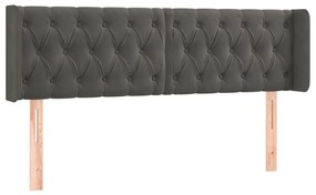 sötétszürke bársony LED-es fejtámla 147 x 16 x 78/88 cm