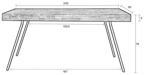 Teakfa étkezőasztal 90x200 cm Suri – White Label