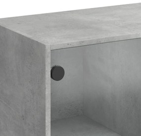 betonszürke szerelt fa magasszekrény ajtókkal 68x37x142 cm