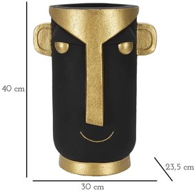 Fekete-aranyszínű magas poligyanta váza 40 cm Tribal – Mauro Ferretti