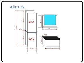 ALIUS 32 MAGASFÉNYŰ Fekete FÜRDŐSZOBA BÚTOR