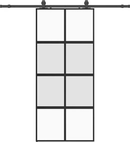 vidaXL fekete edzett üveg tolóajtó fémszerelék szettel 90x205 cm
