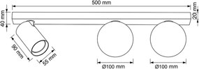 Brilagi - SELE BALL spotlámpa 1xGU10/30W/230V + 2xG9/10W fekete