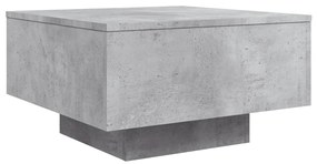 Betonszürke dohányzóasztal LED-lámpákkal 55 x 55 x 31 cm