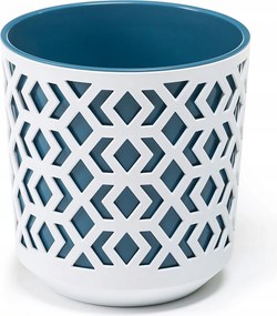 Virágcserép fedő geometrikus mintával ø 25 cm Fehér betét tengerészkék